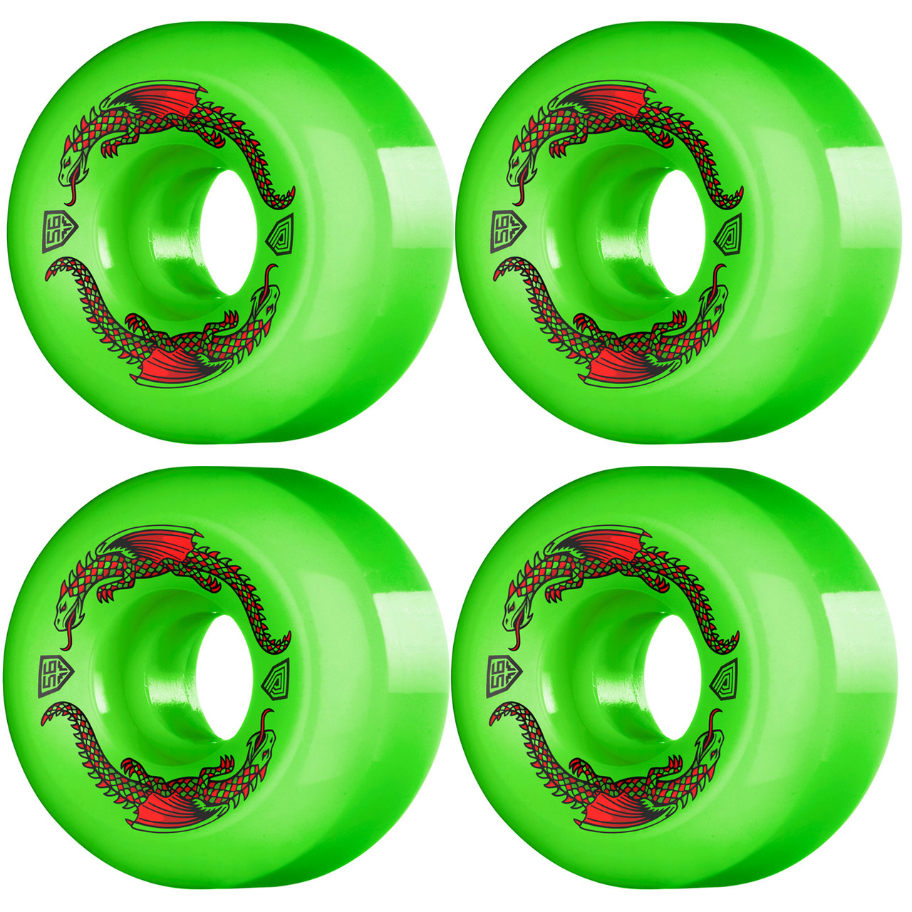 Powell Peralta Skateboard Wheels 56mm x 36mm Dragon Formula 93A Green