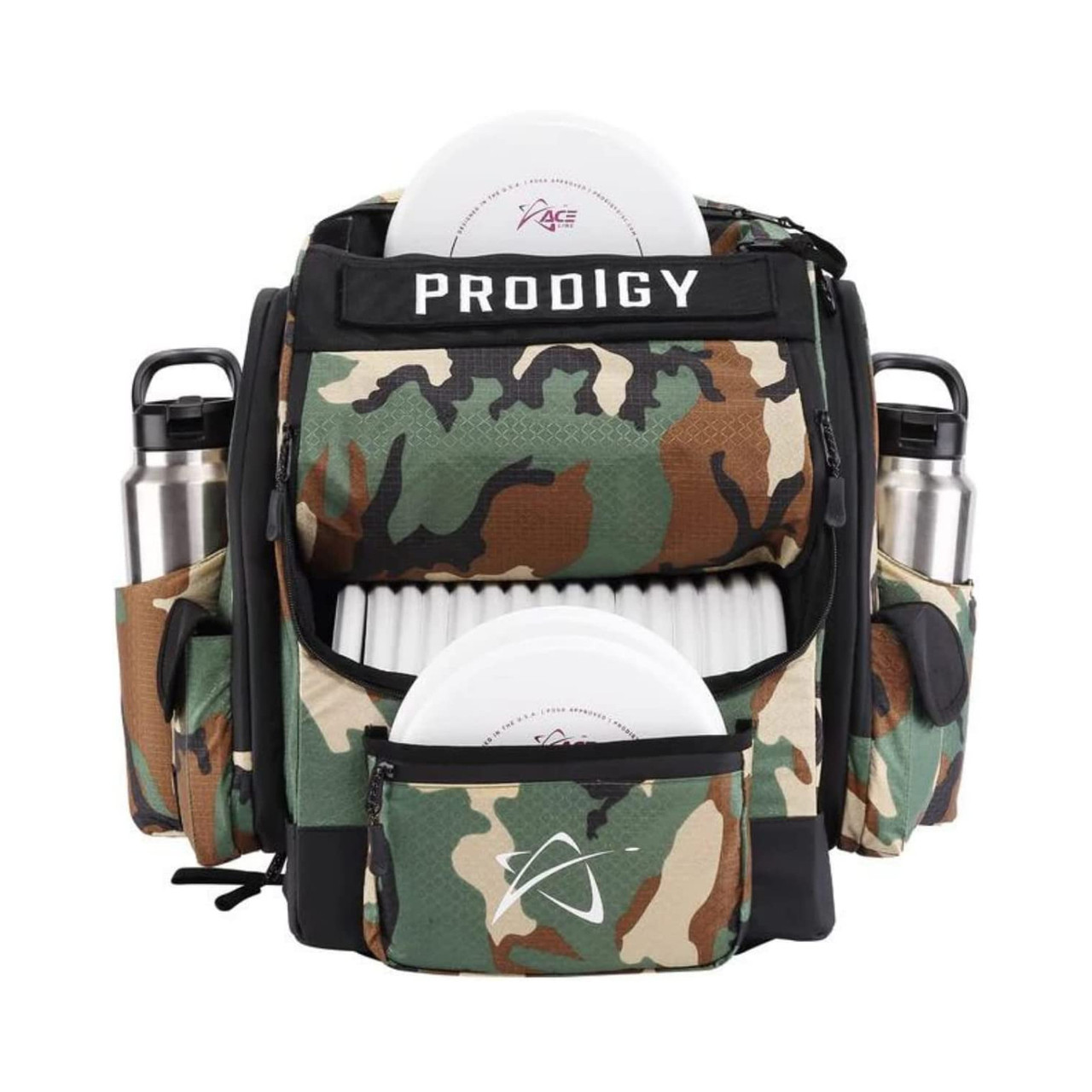 Prodigy Disc Golf Bag BP-1 V3 Backpack Green Camo Holds up to 24 Discs