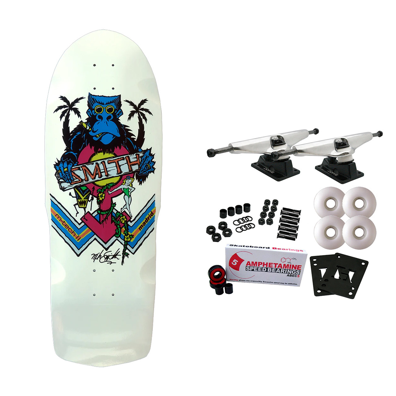 Madrid Skateboard Complete Mike Smith Ape Re-Issue White 10.5