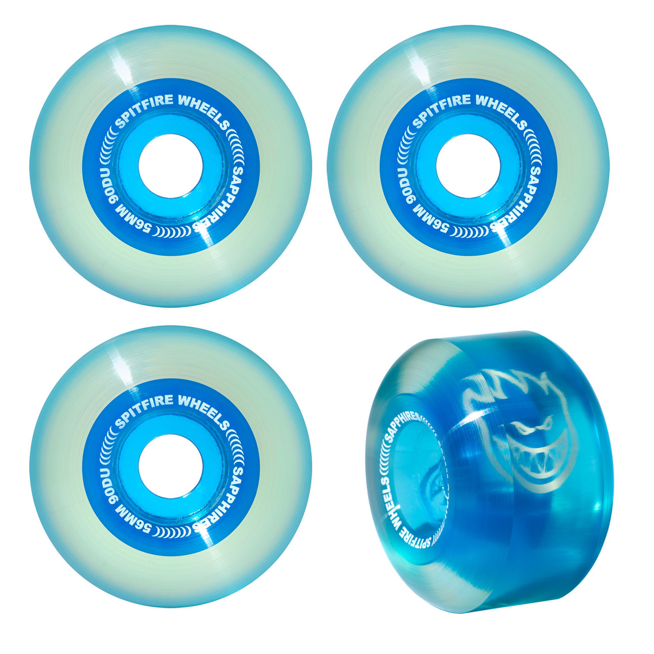 Spitfire Skateboard Wheels 56mm Sapphire 90A Blue Soft and Fast