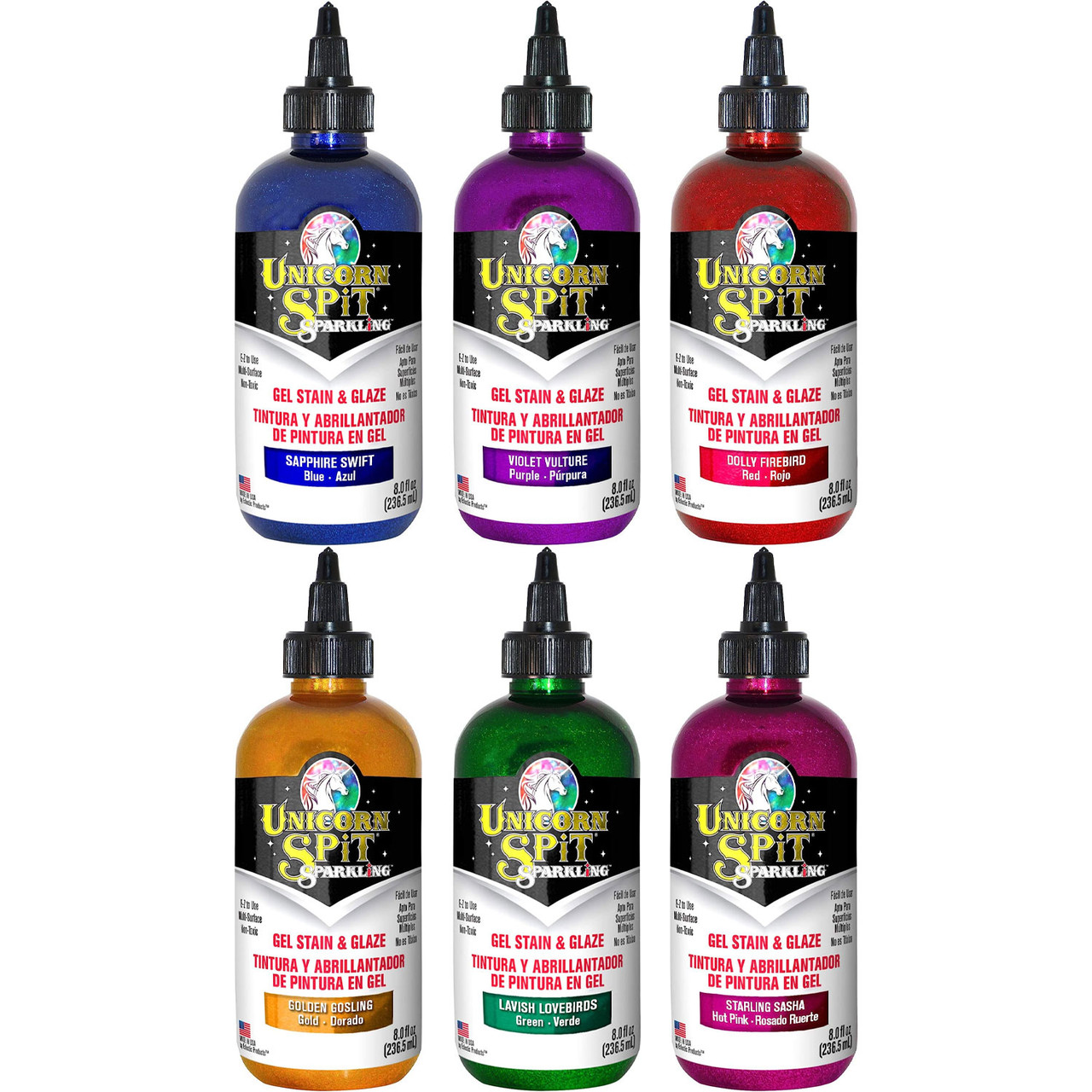 Unicorn Spit Concentrated Gel Stain and Glaze 8.0oz Sparkling Collection  6-Pack