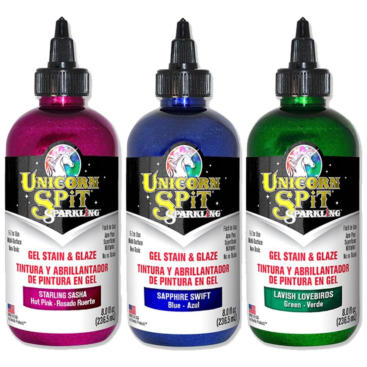 Unicorn SPiT Gel Stain and Glaze 20 Complete Collection: Sparkling and  Original Colors with 10 TreBBies Fine Detail Sticks, 4 oz and 8 oz (Navajo