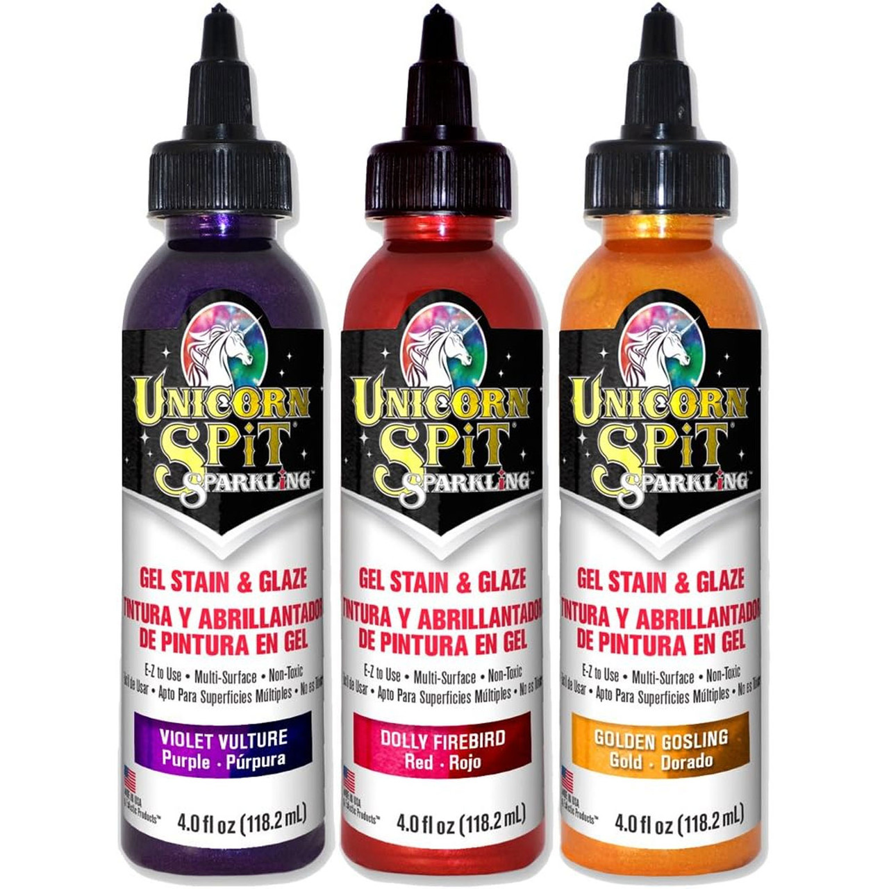 Unicorn Spit Concentrated Gel Stain and Glaze 4.0oz Sunset Sparkle  Collection 3-Pack