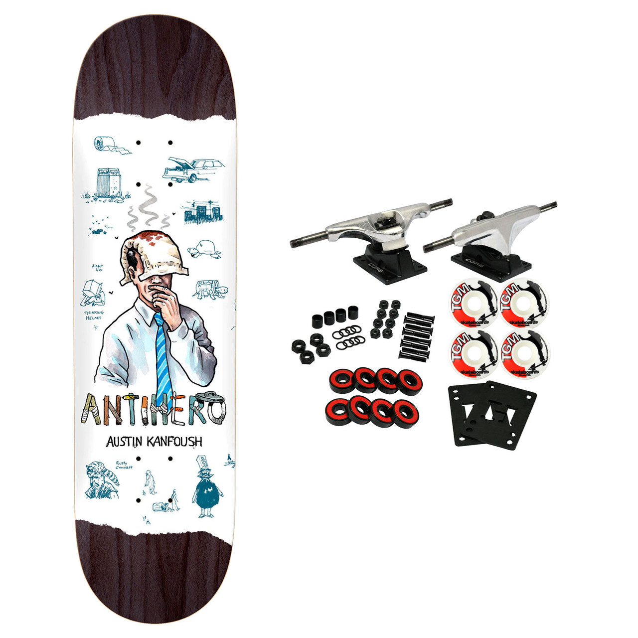 Anti Hero Skateboard Complete Kanfoush Recycling Assorted 8.06