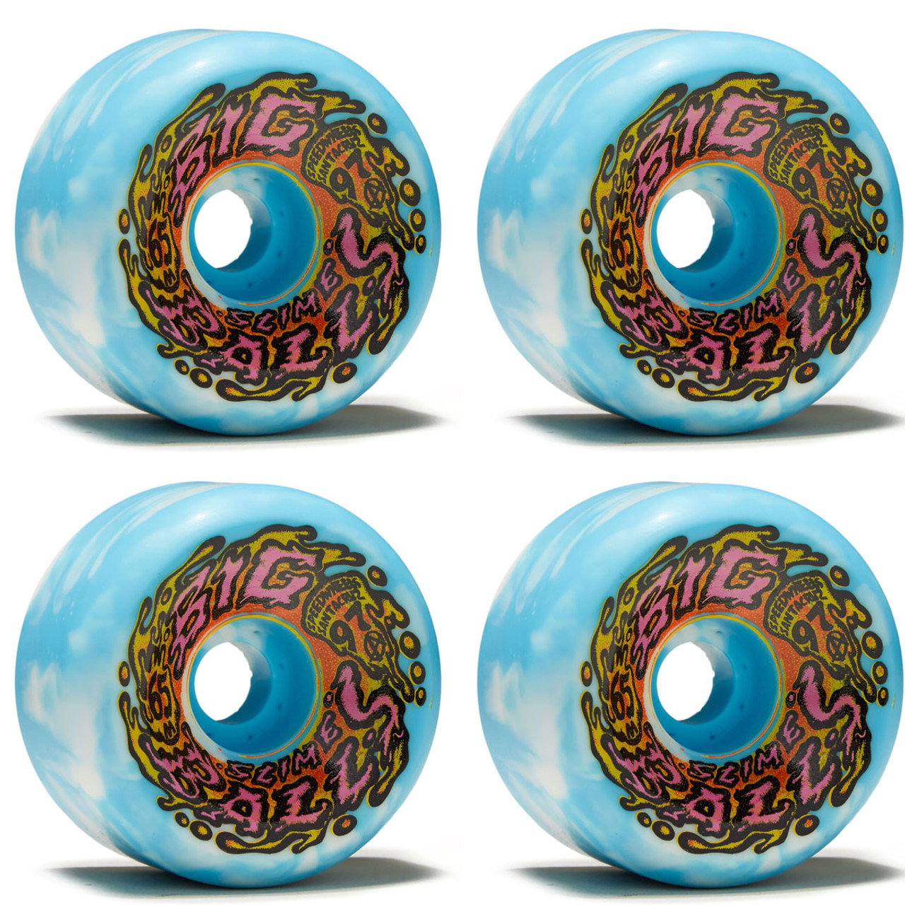 Slime Balls Big Balls 97A Skateboard Wheels - Teal/Black Swirl - 65mm