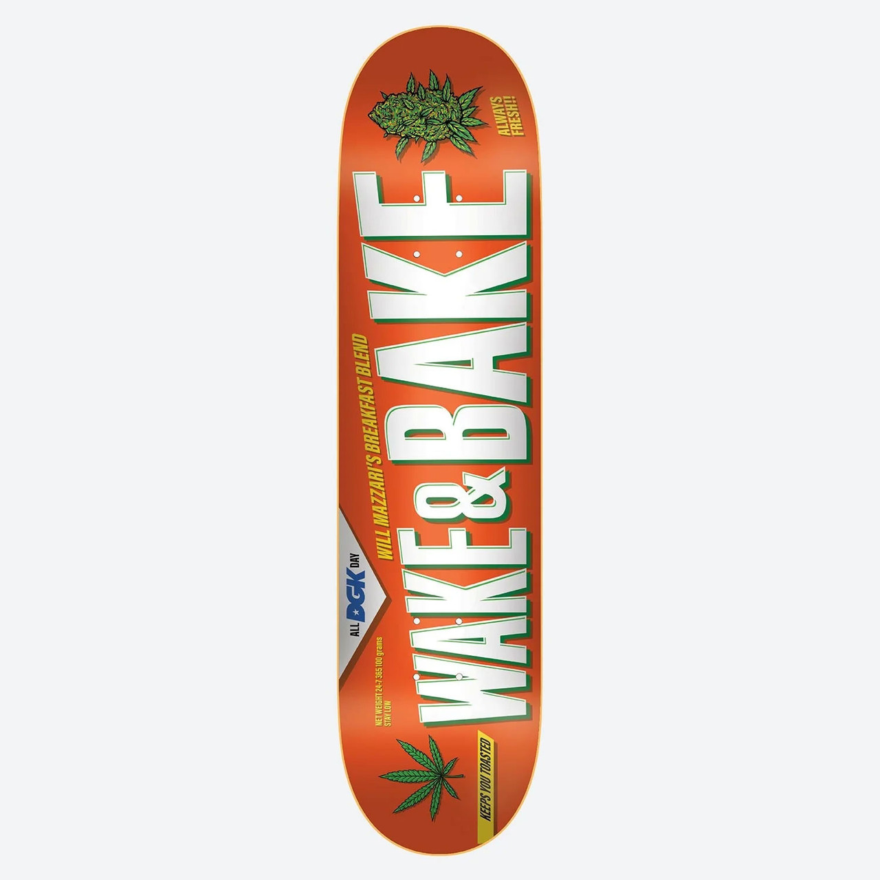 DGK Skateboard Deck Wake and Bake Mazzari 8.25