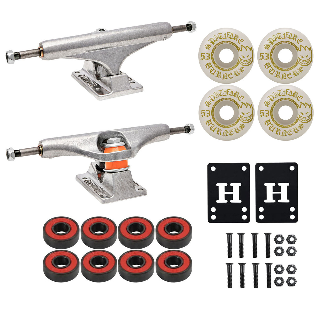 Independent Skateboard Trucks 129 Mid + 53mm Spitfire Burners