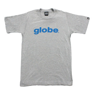 Globe Skateboard T-Shirt Slim Logo Grey/Blue - Size Small