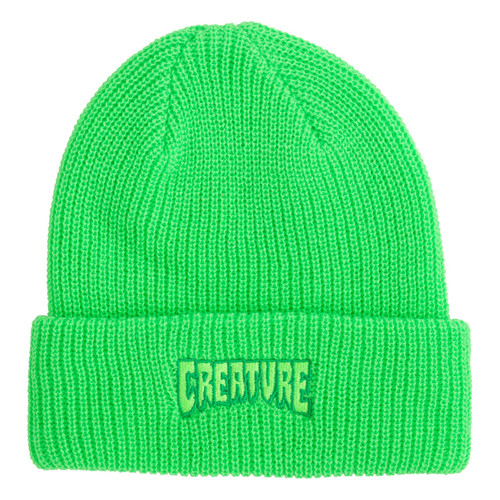 Creature Skateboard Beanie Logo Outline Safety Green OS - TGM Skateboards