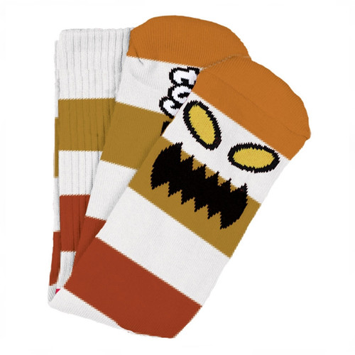 Toy Machine Skateboard Socks Monster Big Stripe Brown