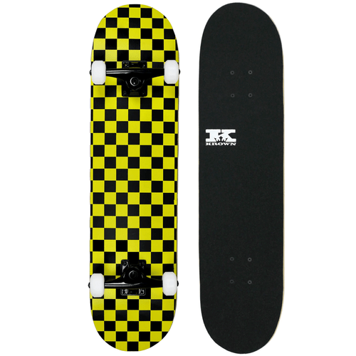 Krown Skateboard Complete Black/Yellow Checker