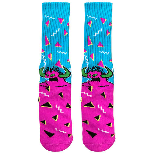 Toy Machine Skateboard Socks 80s Monster Aqua Crew Pair