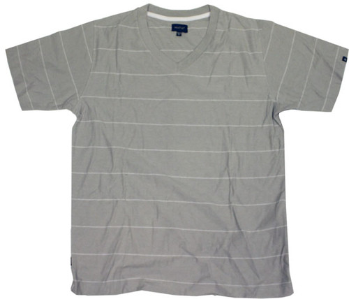 MATIX T-SHIRT PINSTRIPE V-NECK LIGHT GRAY