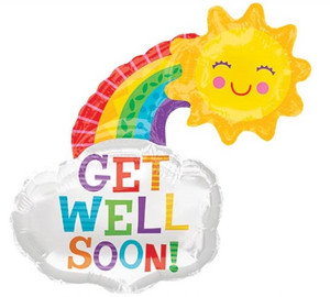 Front view of Get Well Rainbow Balloon cluster