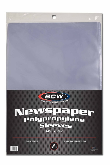BCW Newspaper Sleeves 14" x 19" – Archival Protection for Newspapers & Prints (50-Pack)