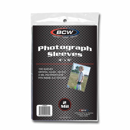 BCW 4x6 Photo Sleeves 100 Pack Acid-Free Archival Clear Photo Protectors