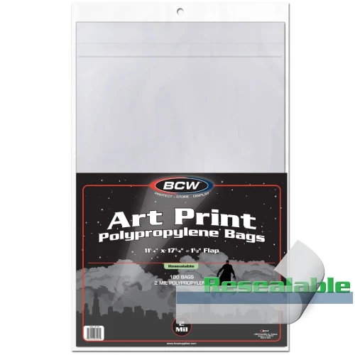 BCW Resealable 11x17 Art Print Bags Case (10 Packs)
