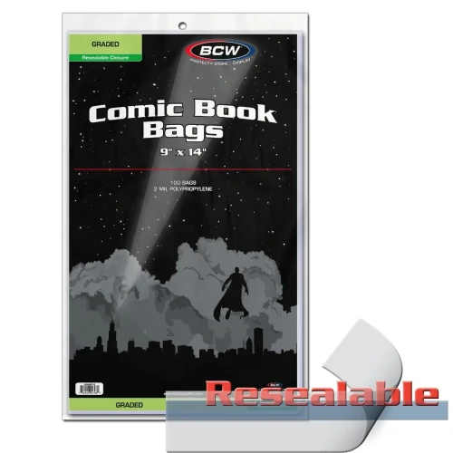 BCW Resealable Bag for Graded Comics - 9 X 14 Case (10 Packs)