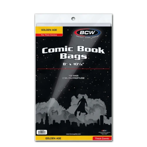 BCW Golden Comic Book Bags - Thick Case (10 Packs)
