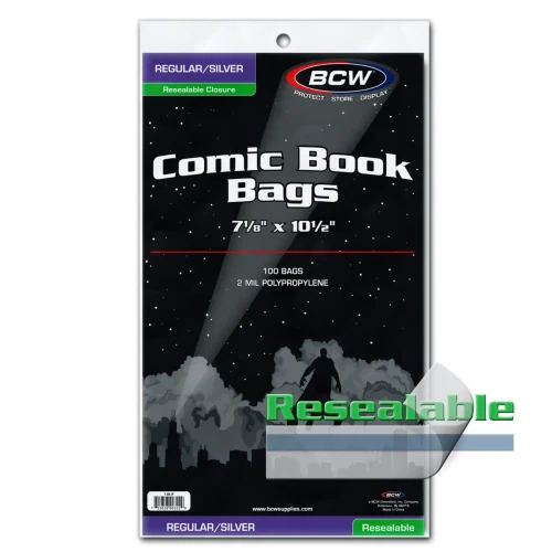 BCW Resealable Silver/Regular Comic Bags Case (10 Packs)