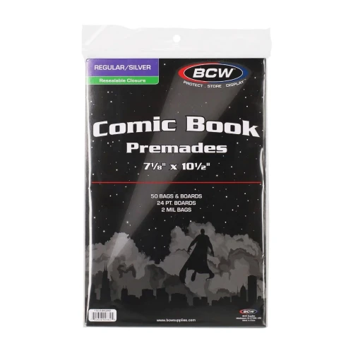 BCW Premade® Resealable Silver Comic Bag and Board Case (10 Packs)