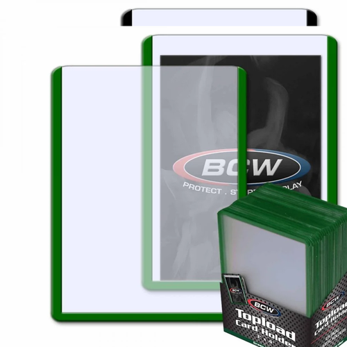 BCW 3x4 Topload Card Holder - Green Border