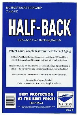 E. Gerber 100 Half Back STANDARD Size 24pt Acid Free Comic Backing Boards 700HB E. Gerber
