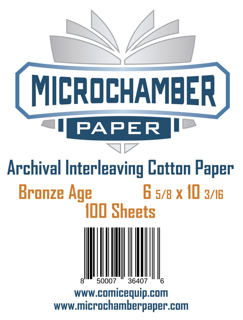 Conservation Resources MicroChamber Paper Bronze Size Interleaving Cotton Archival Paper 100 Sheets Slow Comic Book Aging to