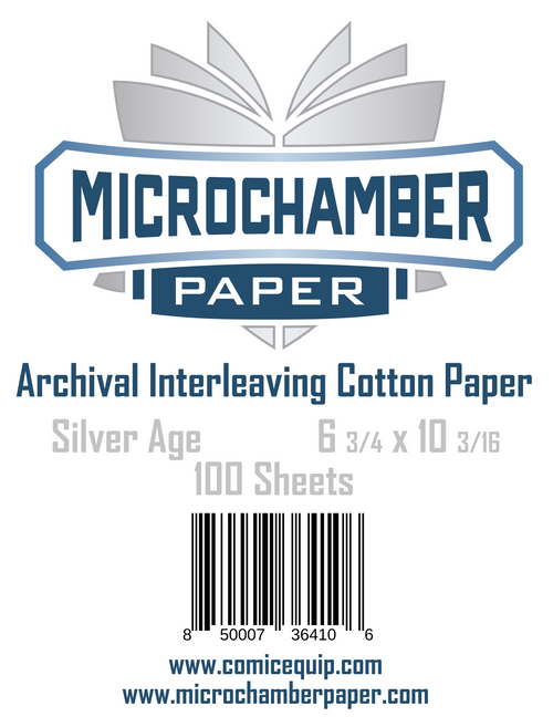 Conservation Resources MicroChamber Paper Silver Size Interleaving Cotton Archival Paper 100 Sheets Slow Comic Book Aging to