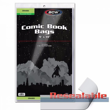 BCW Comic Bags, Silver 7 1/8 X10 1/2 + 1 1/2 Flap 2 mil Polypropylene  (100 ct)