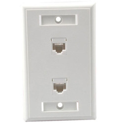 27416 C2G Dual Cat5E RJ45 Configured Wall Plate - White Blanc