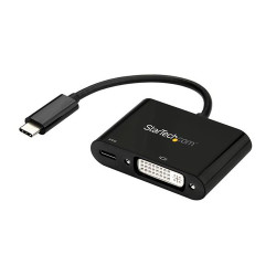 StarTech.com Adaptateur USB-C vers DVI - Convertisseur d'Écran Vidéo 1080p USB Type-C vers DVI-D Single Link avec Chargement - 60W PD Pass-Through - Compatible Thunderbolt 3 - Noir