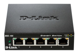 DGS-105 5-Port Gigabit Ethernet Desktop Switch, Unmanaged, Metal Chassis, QoS, D-Link Green