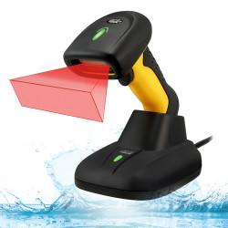 NUSCAN 5200TR 2.4GHz RF Wireless Antimicrobial & Waterproof 2D Barcode Scanner with Charging C