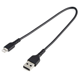 StarTech.com Câble USB-A vers Lightning Noir Robuste 30cm - Câble de Charge/Synchronisation de Type A vers Lightning en Fibre Aramide - iPad/iPhone 12 - Certifié Apple MFi