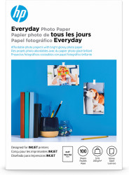 CR759A HP Everyday Photo Paper, Glossy, 52 lb, 4 x 6 in. (101 x 152 mm), 100 sheets papier photos Blanc Gloss