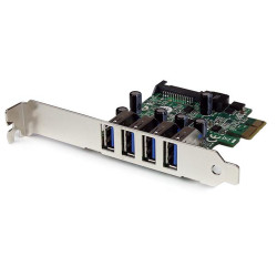 PEXUSB3S4V StarTech.com Carte contrôleur PCI Express à 4 ports USB 3.0 SuperSpeed - Adaptateur PCIe avec UASP et alimentation SATA