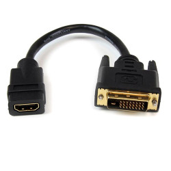 HDDVIFM8IN StarTech.com Câble adaptateur vidéo de 20 cm HDMI vers DVI-D - HDMI femelle vers DVI mâle