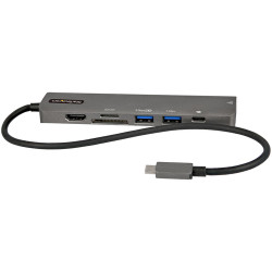 DKT30CHSDPD1 Startech.com adaptateur multiport usb-c - usb type c vers hdmi 2.0 4k 60hz, alimentation 100w passthrough, sd/microsd, hub 2 ports usb 3.0 - gbe - mini dock usb-c - câble intégré 30cm