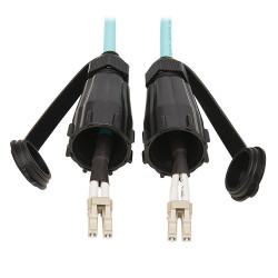 Tripp Lite N820-10M-IND 10Gb Rigid Industrial Duplex Multimode 50/125 OM3 Fiber Patch Cable (LC/LC) - IP68, Aqua, 10 m (32.8 ft.)