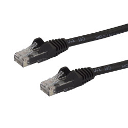 StarTech.com 12ft CAT6 Ethernet Cable - Black CAT 6 Gigabit Ethernet Wire -650MHz 100W PoE RJ45 UTP Network/Patch Cord Snagless w/Strain Relief Fluke Tested/Wiring is UL Certified/TIA