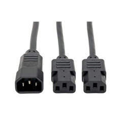 Tripp Lite P004-006-2C13 C14 Male to C13 Female Splitter, PDU Style - C14 to 2x C13, 10A, 250V, 18 AWG, 6 ft. (1.83 m), Black