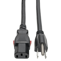 Tripp Lite Computer Power Cord, NEMA 5-15P to Locking C13 - Heavy Duty, 15A, 125V, 14 AWG, 2 ft., Black