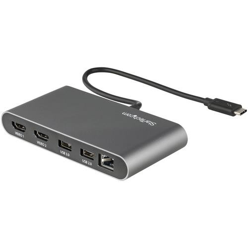 StarTech.com Mini Dock Thunderbolt 3 - Station d'Accueil Portable pour Deux Écrans avec HDMI 4K 60Hz, 2 x Hub USB-A (3.0/2.0), GbE - Câble de 28 cm - Adaptateur Multiport TB3 - Mac/Windows - TB3DKM2HDL