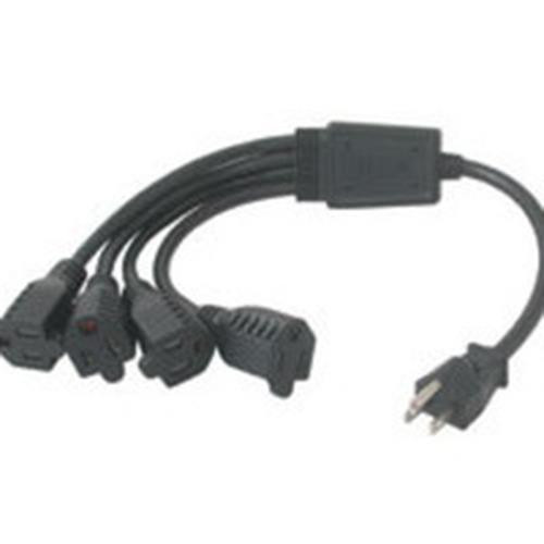C2G 14in 1-to-4 18 AWG Power Cord Splitter (4 NEMA 5-15R -> 1 NEMA 5-15P) Noir 0,35 m - 29803