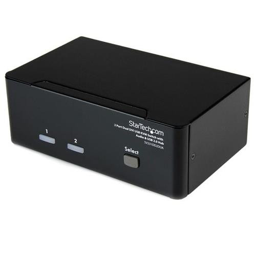 StarTech.com Commutateur KVM USB et double DVI à 2 ports avec audio et hub USB 2.0 - SV231DD2DUA