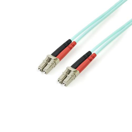 StarTech.com Câble Fibre Optique Multimode de 5m LC/UPC à LC/UPC OM3, Fibre Zipcord Full Duplex 50/125µm, Réseaux 100G, LOMMF/VCSEL, <0.3dB Faible Perte d'Insertion, Cordon Patch Fibre LSZH - A50FBLCLC5