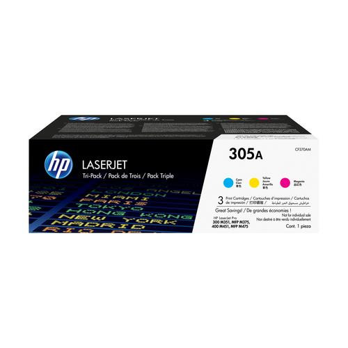 HP 305A pack de 3 toners LaserJet cyan/magenta/jaune authentiques - CF370AM