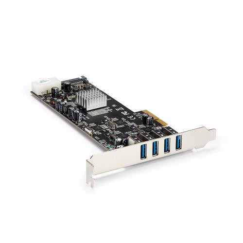 StarTech.com Carte Contrôleur PCI Express vers 4 Ports USB 3.0 avec 4 voies dédiés de 5 Gb/s - UASP - Alim SATA / LP4 - PEXUSB3S44V