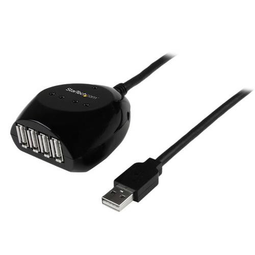 StarTech.com Câble USB 2.0 actif de 15m - Rallonge USB 2.0 avec hub à 4 ports - Noir - USB2EXT4P15M